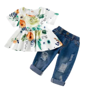 Conjunto De Blusa E Jeans Bebê Meninas