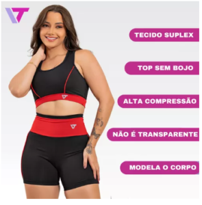2 Conjunto Fitness Feminino Top E Short
